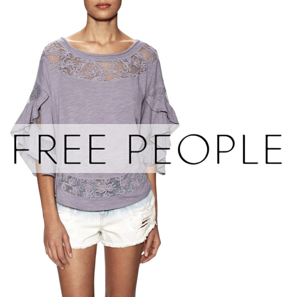 Free People | Love Affair Bell Sleeve Top | Purple | Size XS X Small